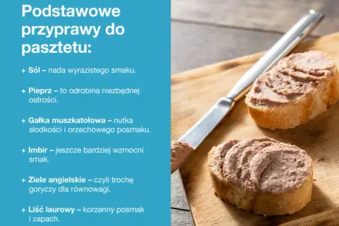 Jakie przyprawy do pasztetu? Sól, pieprz, gałka muszkatołowa, imbir, ziele angielskie i liść laurowy nadadzą mu wyrazisty smak i aromat.