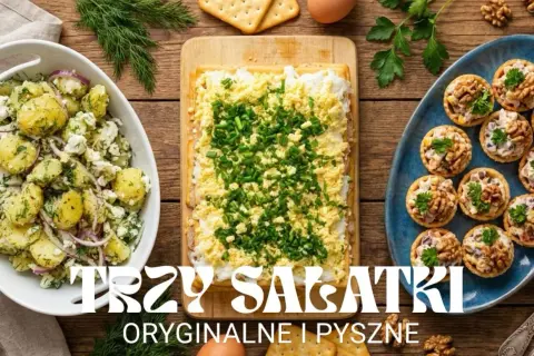 Trzy oryginalne sałatki na przyjęcie: ziemniaczana, jajeczna i w tartaletkach. Pyszne i efektowne propozycje.