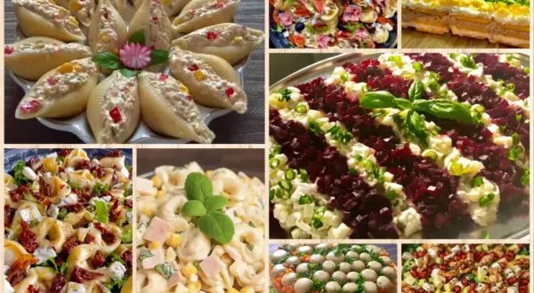 Wiele pysznych sałatek na święta: faszerowane muszle, tortellini, sałatka z buraków, makaronowa, warstwowa z grzybami i owocowa.