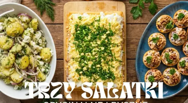 Trzy oryginalne sałatki na przyjęcie: ziemniaczana, jajeczna i w tartaletkach. Pyszne i efektowne propozycje.